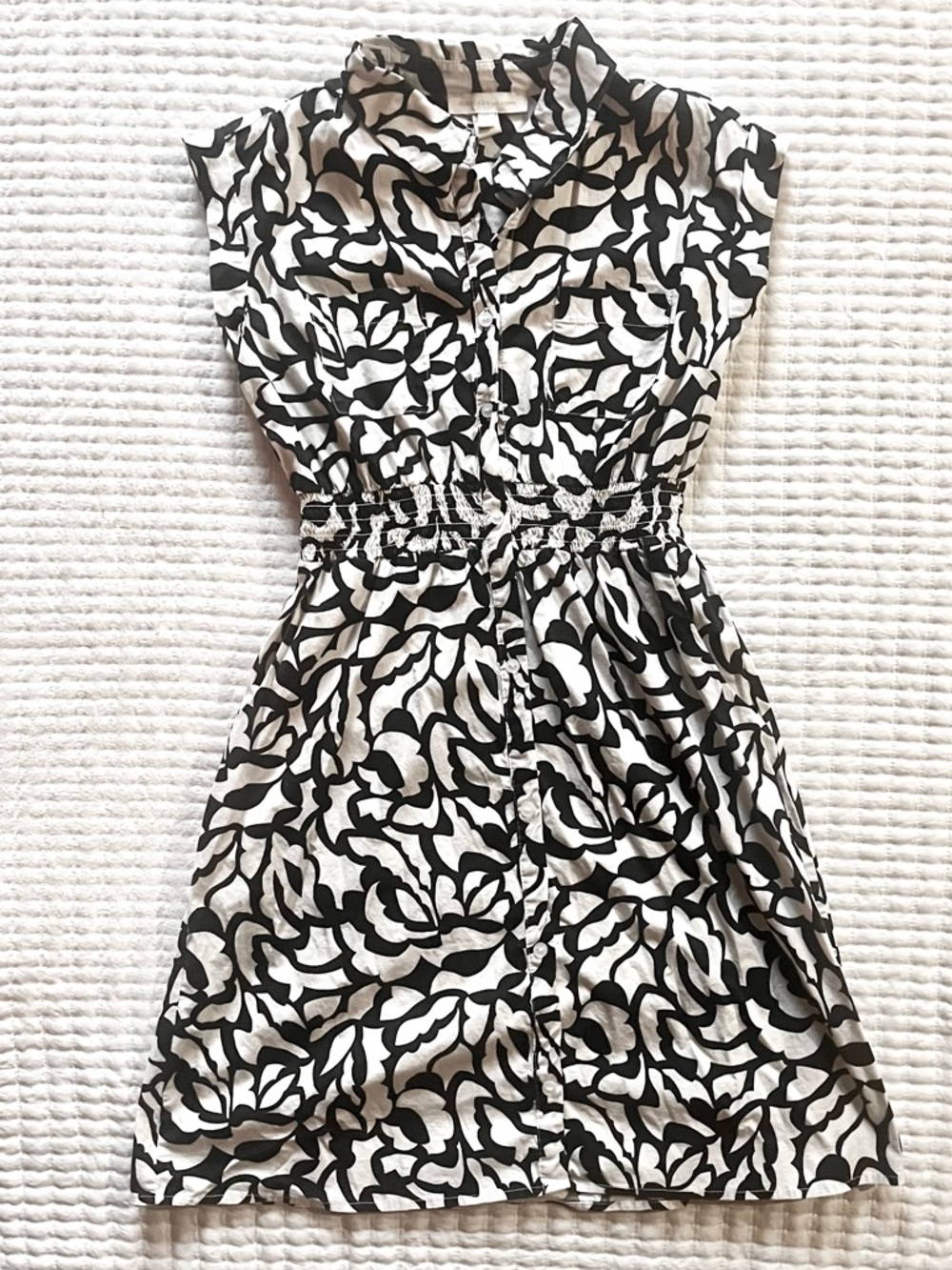 Monteau Los Angeles Black White Floral Dress Fit & Flare Size L
